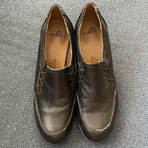 I Love Comfort Shoes Women’s Size 9 Slip On Black Leather Non-Slip Work Office - Picture 3 of 16